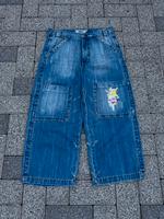 Wide Leg Patchwork Jeans Graffiti Y2K Baggy shorts Skat Streetwea Hessen - Raunheim Vorschau