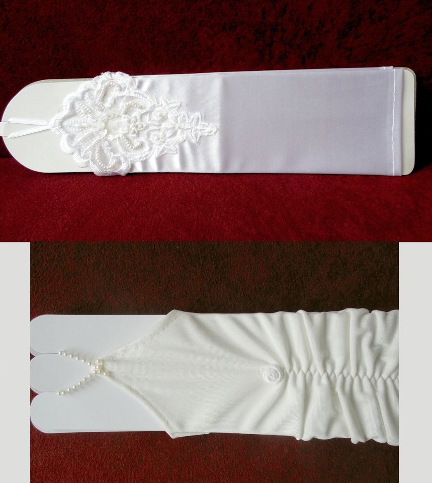 Handschuhe fingerlos Ivory, NEU/OVP 30cm, Hochzeit, Party, Ball in Brakel
