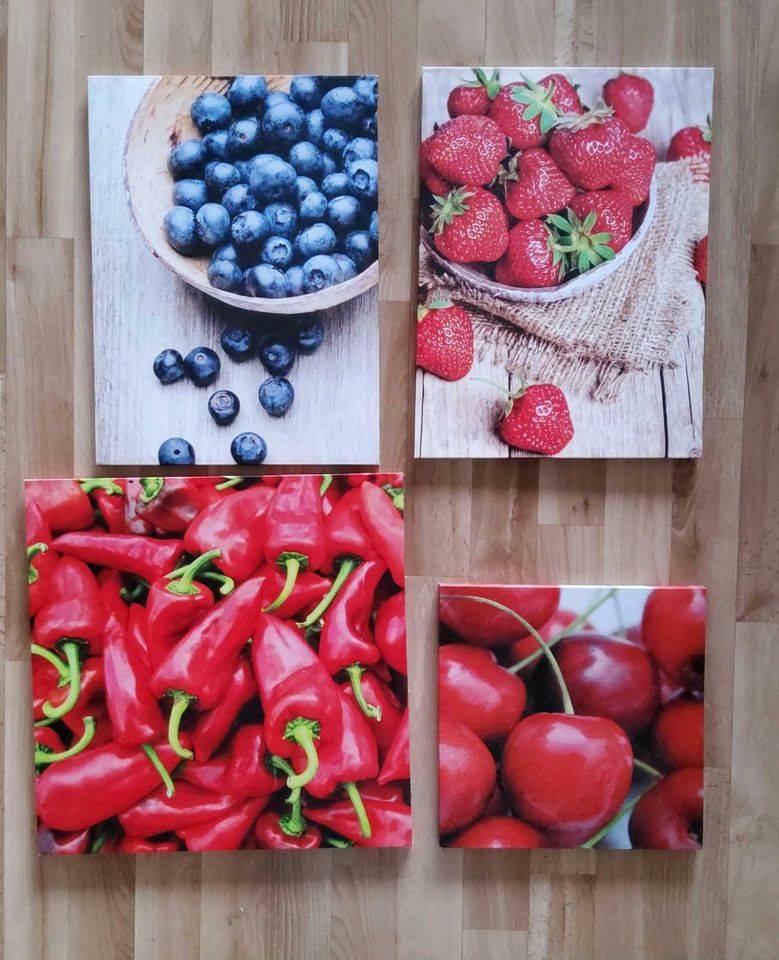 Erdbeere chilli Blaubeer kirsche Obst Bild Leinwand Gemüse rot bl in Potsdam