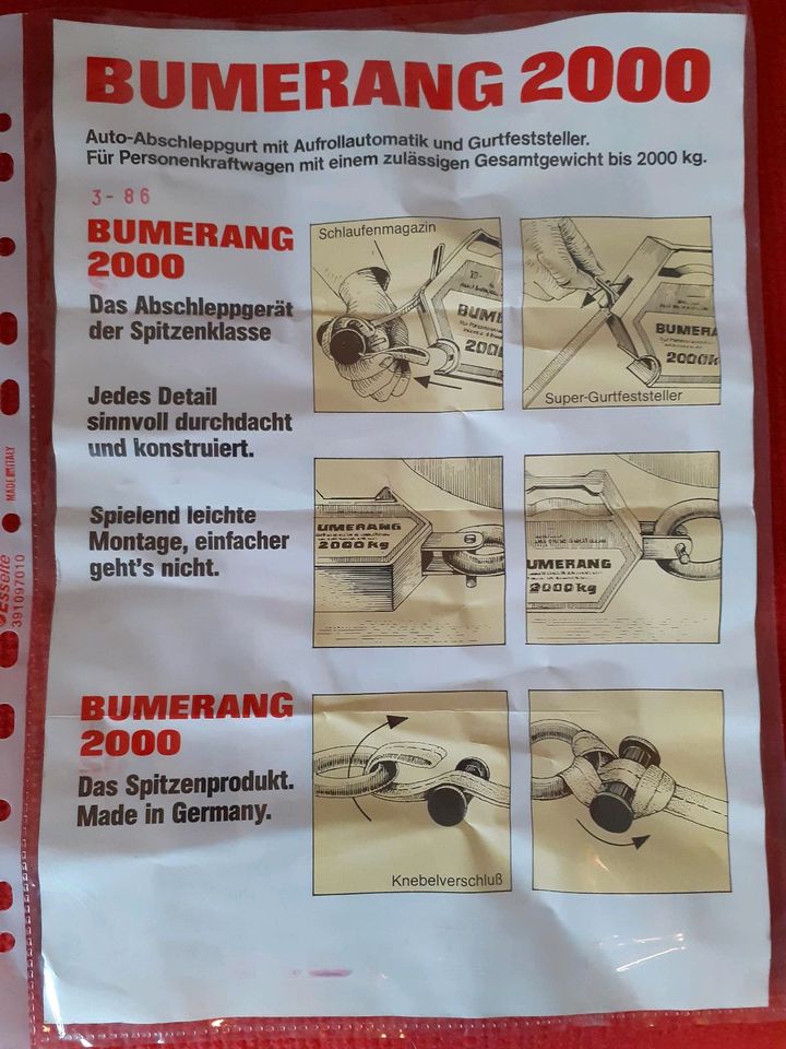 BUMERANG 2000 Auto-Abschleppgurt Aufrollautomatik Gurtfeststeller in  Baden-Württemberg - Winnenden, Werkzeug Anzeigen
