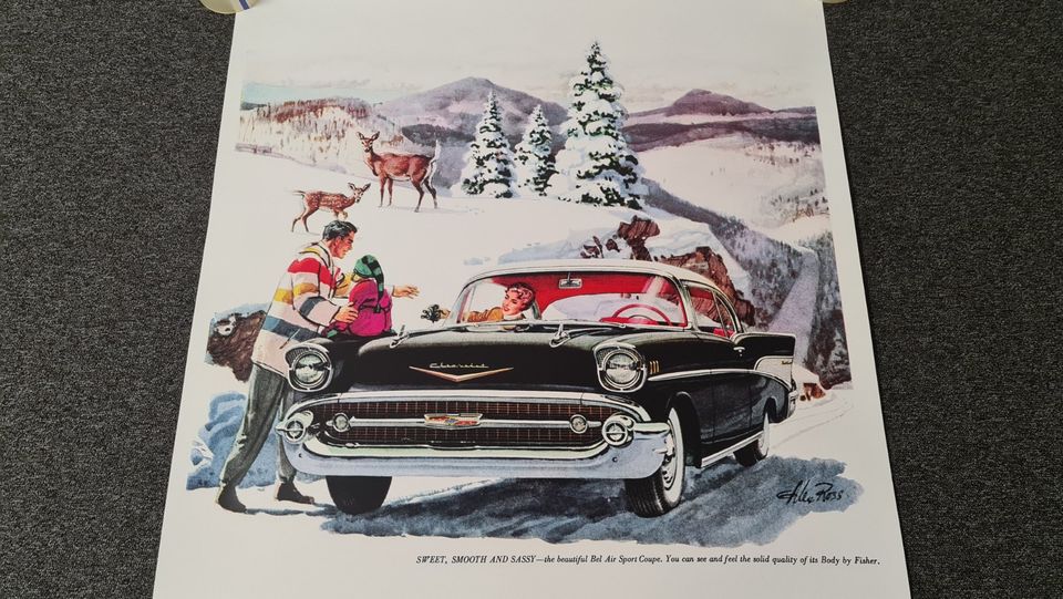 1957 Chevrolet Bel Air Poster Werbeanzeige / US Car Ad in Besigheim