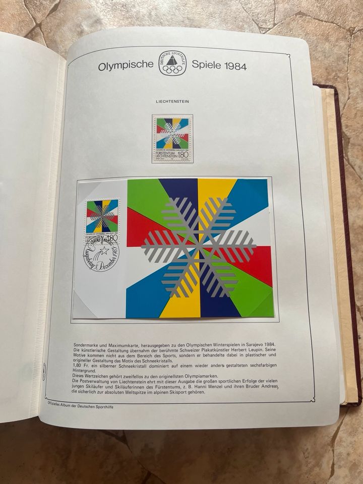 Briefmarkenalbum Olympische Spiele 1984 in Düsseldorf