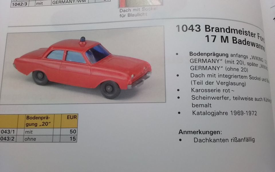 Wiking Brandmeister Ford 17m Badewanne, 1969-72, Saure 1043/2 in Stade