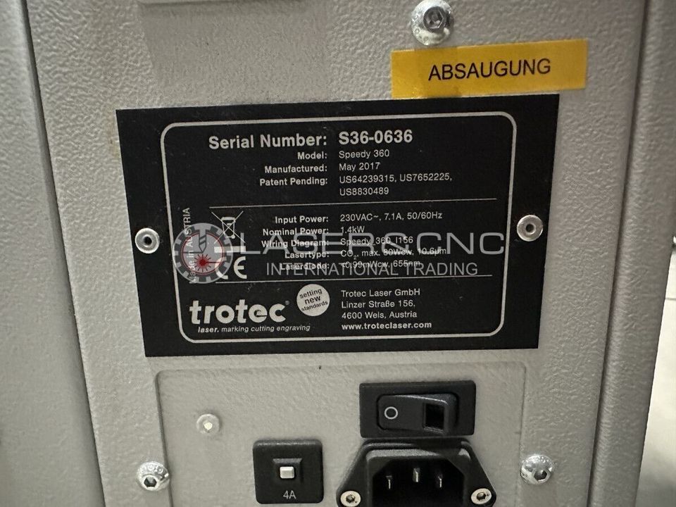 Trotec Speedy 360 Co2 Laser 80 Watt Lasermaschine Luftgekühlt+ Ab in Hannover