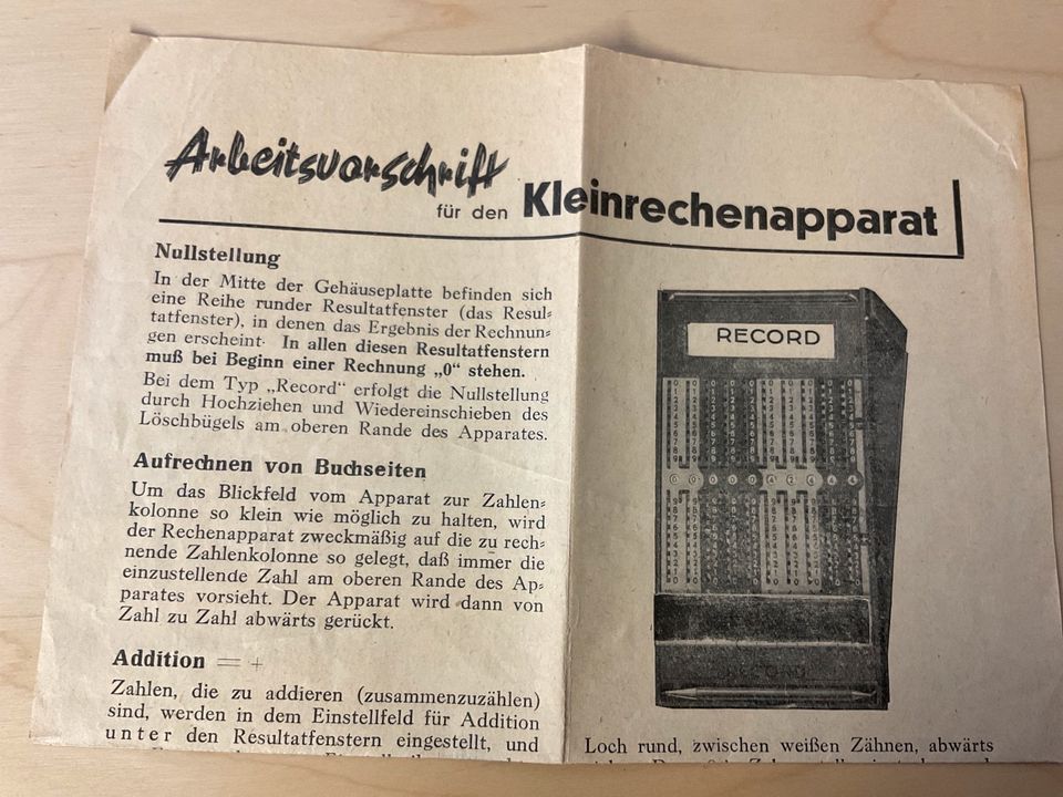 Vintage Rechenmaschine, Record Rechenapparat in München