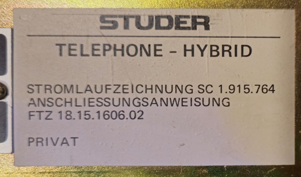 STUDER TELEPHONE HYBRID Typ 1.918.102 Nr. 3187 in Alsdorf