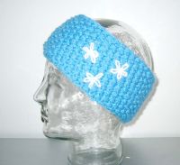 Stirnband Blau, Weiß bestickt, Hand gestrickt, neu, handmade Bayern - Traunstein Vorschau