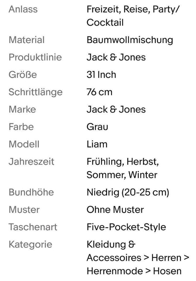 Jack&Jones Jeans Herren wNeu grau 31/30 Liam UVP 59,95€ in Leipzig