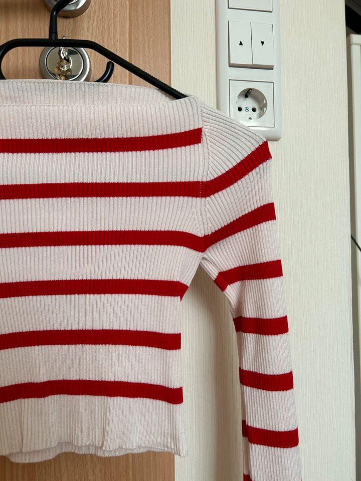 *NEU* Langarm Shirt Oberteil Damen Strick weiß rot (Gr. XS) in Lippstadt