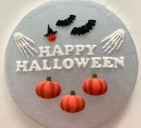 Fondant Tortendeko Happy Halloween Kürbis Schrift Fledermaus Thüringen - Erfurt Vorschau