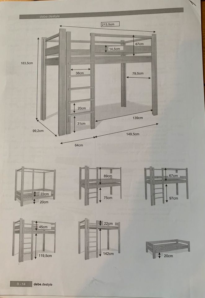 De Breuyn debe destyle Massivholz Hochbett/Jugendbett in Haan