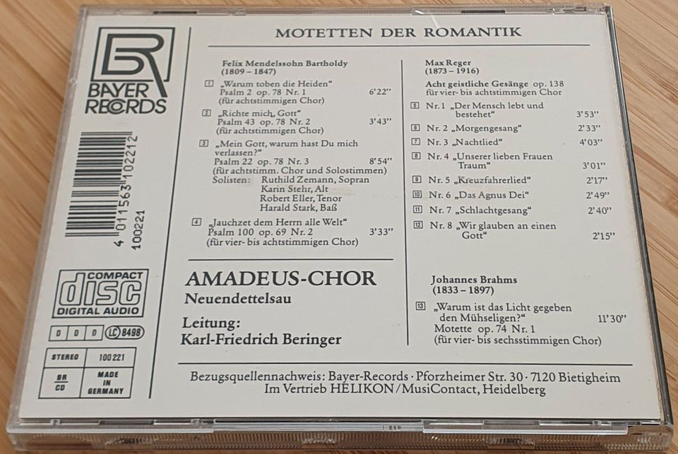 CD - Motetten der Romantik - amadeus-chor in Kochel am See