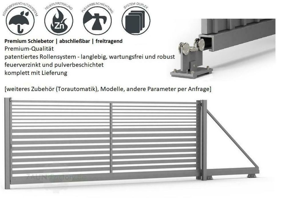 Freitragendes Schiebetor von ZAUN-Factory B= 3m H= 1m  LIEFERUNG in Berlin