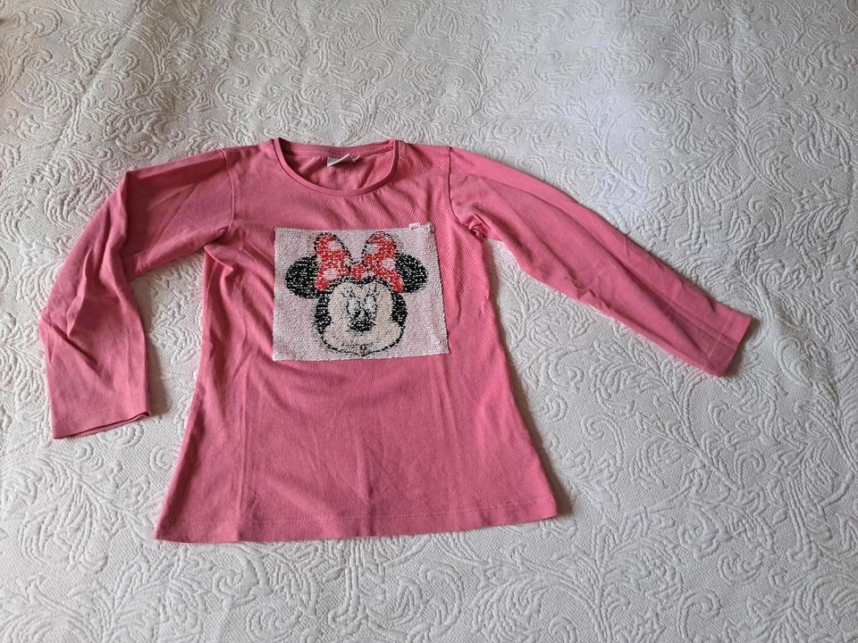 Disney Minnie Maus Kinder langarm T-Shirt Mädchen Gr.122 Paillett in Düsseldorf