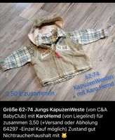 Größe 62-74 KapuzenWeste (C&A BabyClub)mit KaroHemd(von Liegelind Hessen - Darmstadt Vorschau