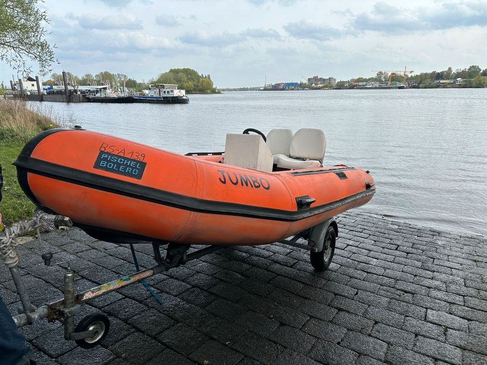 Schlauchboot Pischel 4,3m Hypalon, Trailer TÜV Neu, 30Ps Johnson in Hamburg