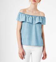 ❤️ HALLHUBER Carmen-Bluse 36 Off-Shoulder-Shirt Top Volants Jeans München - Bogenhausen Vorschau