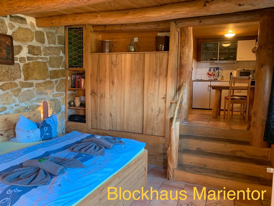 ☀️ Blockhaus mit Sauna in Quedlinburg Ferienhaus Ferienwohnung ☀️ in Quedlinburg