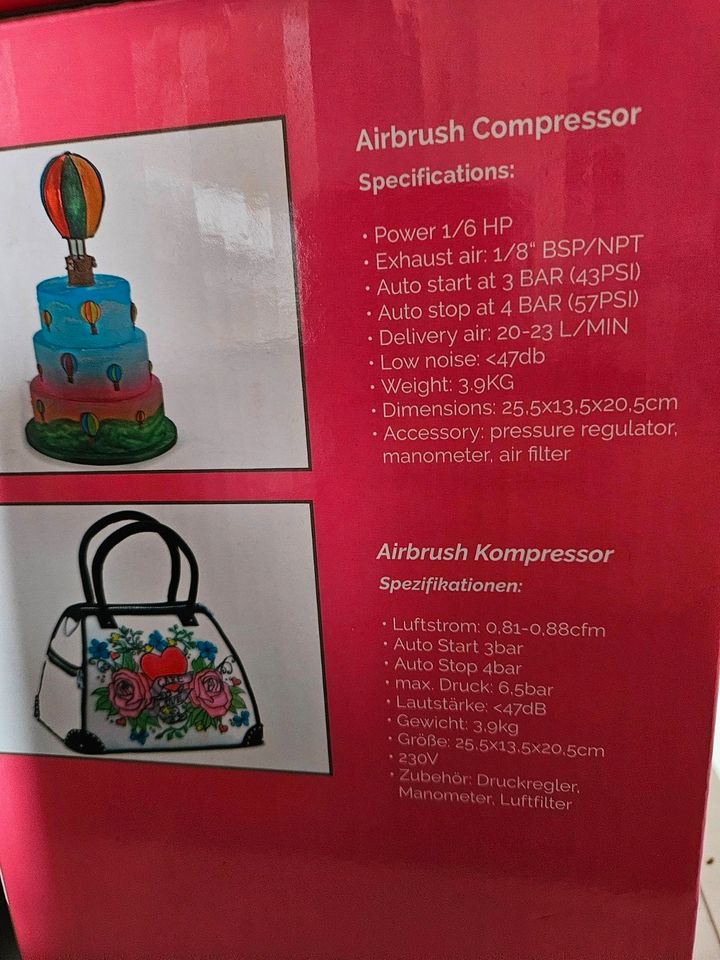 Airbrush Set Kompressor Pistole Reinigungsset Cake Masters in Lollar