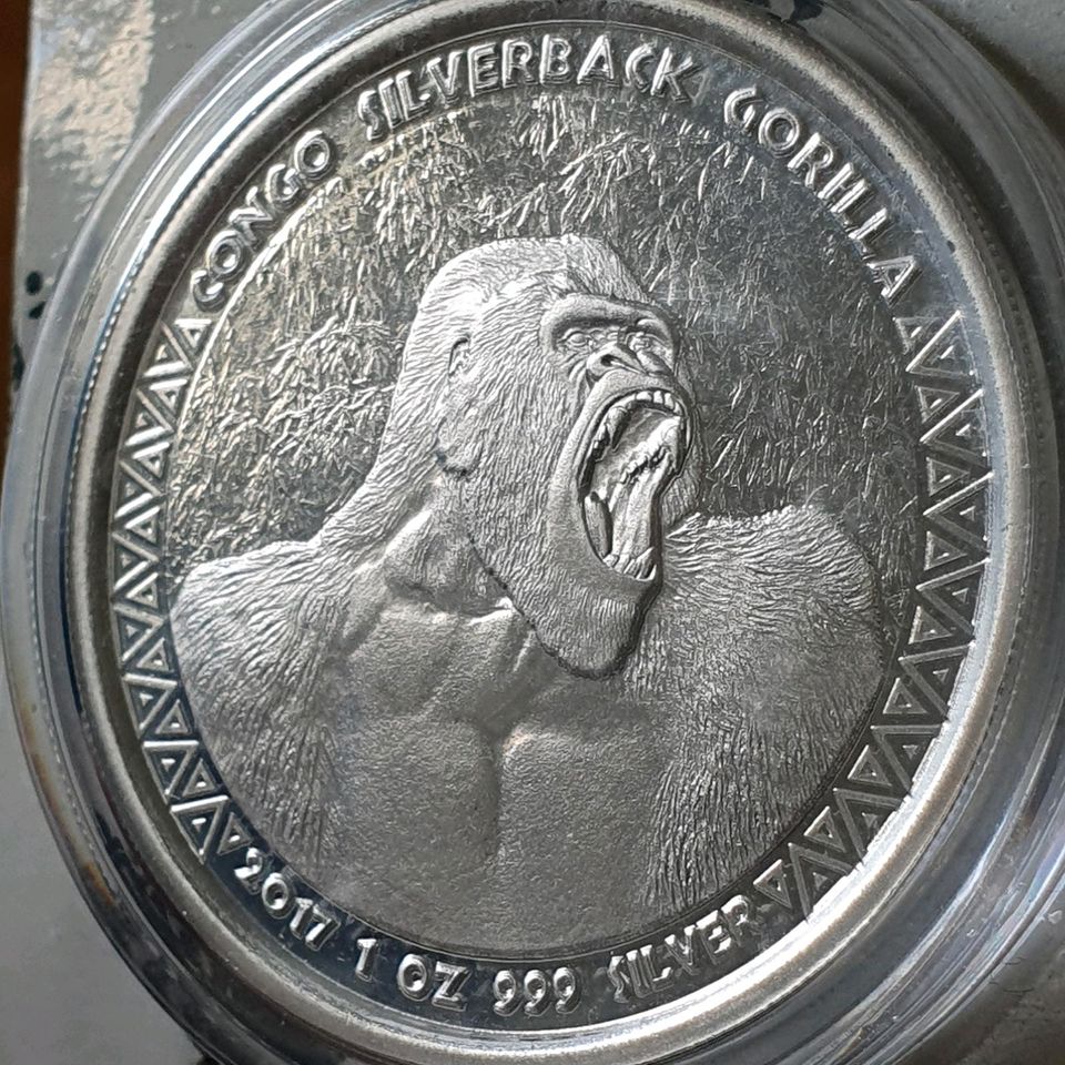 1 OZ Fein Silber 2017 Gorilla Scottsdale Mint in Weinstadt