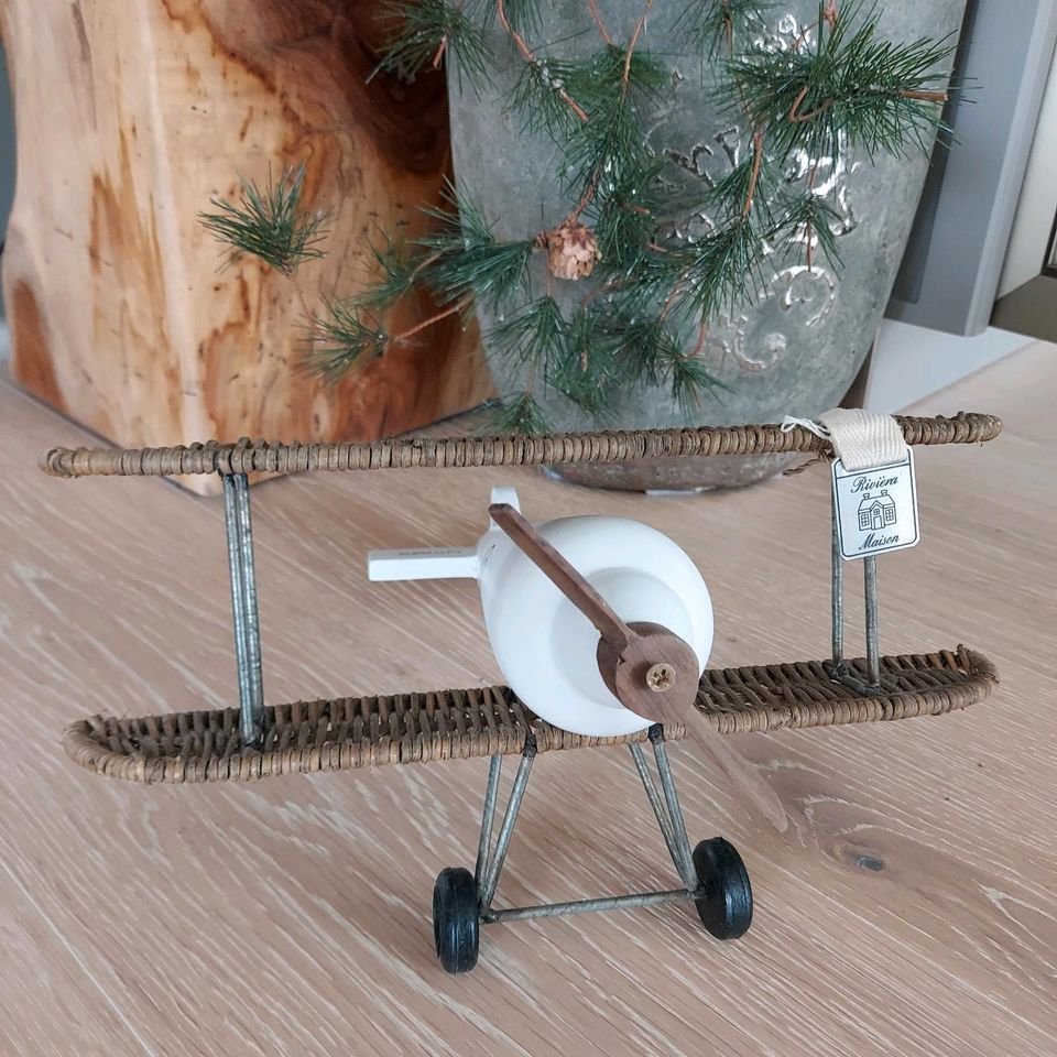 ❤️ Riviera Maison Flugzeug Flieger Holz Rattan in Wedemark