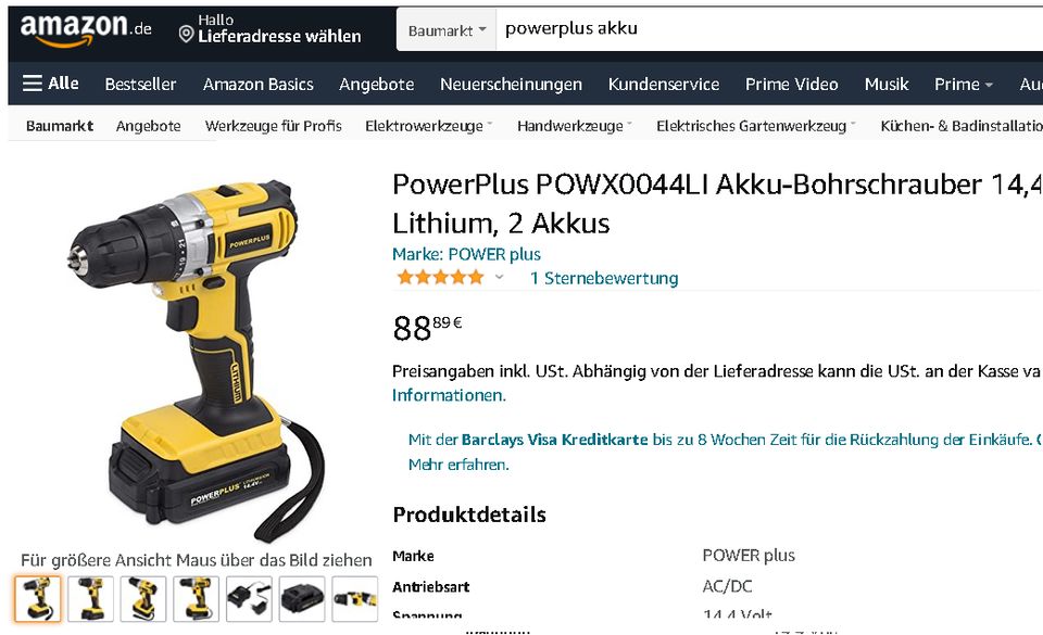 PowerPlus Li-Ion Akkubohrschrauberr 14,4 V in Höhenberg i. T.