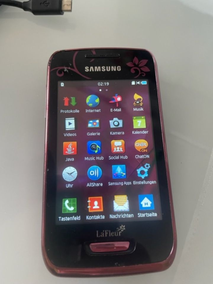 Samsung mobile La Fleur Wave Y Handy rot gut erhalten,Akku defekt in Alfter