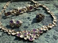 Amethyst Perlen 925 Silber Kollier Armband Ohrclips Schmuck Set Nordrhein-Westfalen - Troisdorf Vorschau