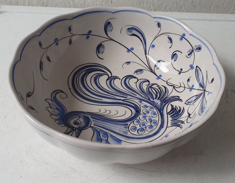 ANFORA Keramik Schüssel, Blauer Hahn, Ø 17 cm, Made in Portugal in Lübeck