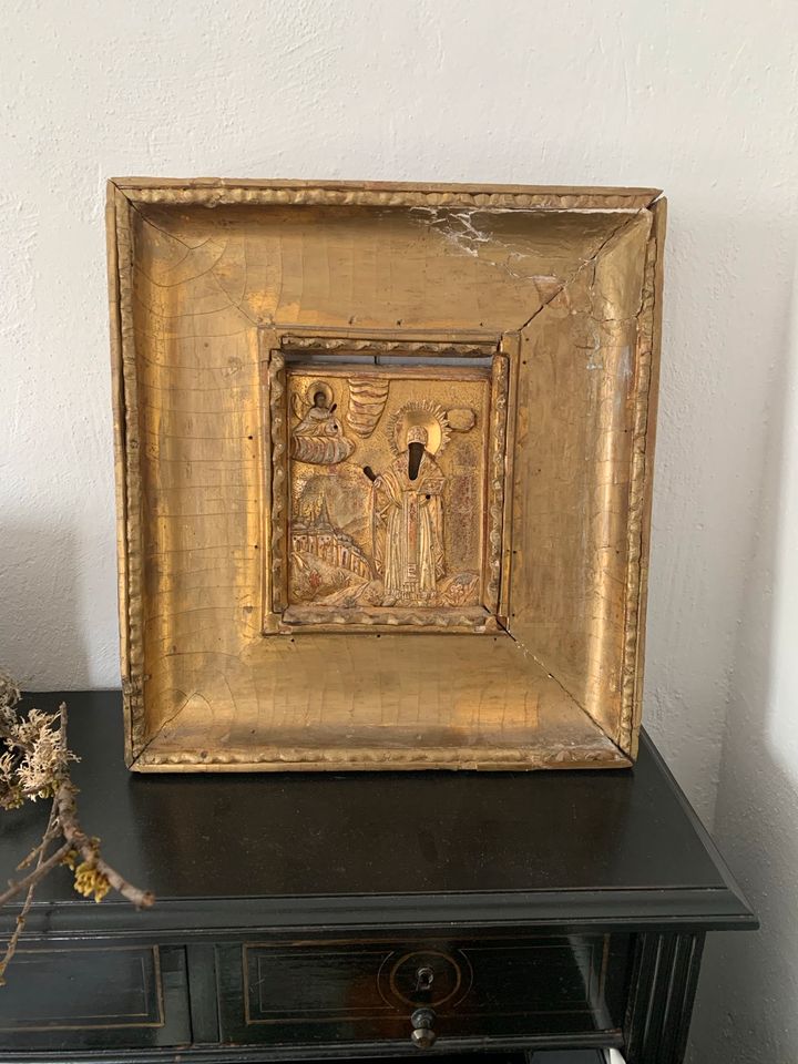 Antike Ikone Gold Holz Kunst Engel Bild Schnitzerei in Saarbrücken