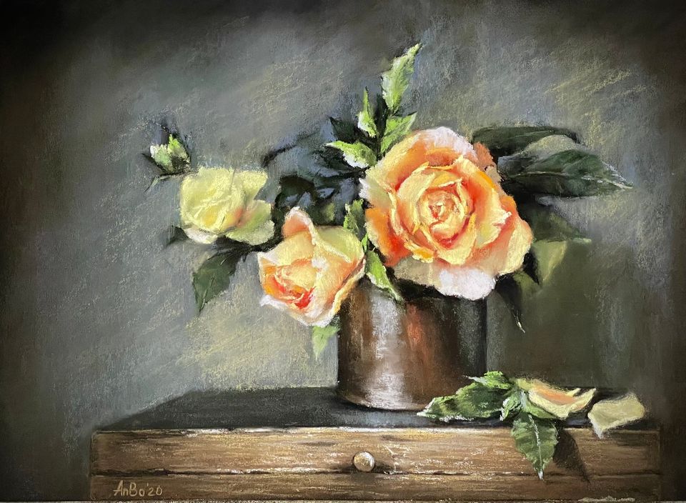 Gemälde. Rosen. 47x34 cm. Pastellzeichnung in Berlin