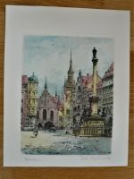 Farbradierung „Marienplatz“ / Paul Schwertner (1911 -1990) München - Allach-Untermenzing Vorschau