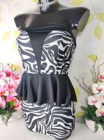 Neu! Sexy Koucla Schößchen Zebra Bandeau Kleid S 36 M 38 Schwarz Nordrhein-Westfalen - Übach-Palenberg Vorschau