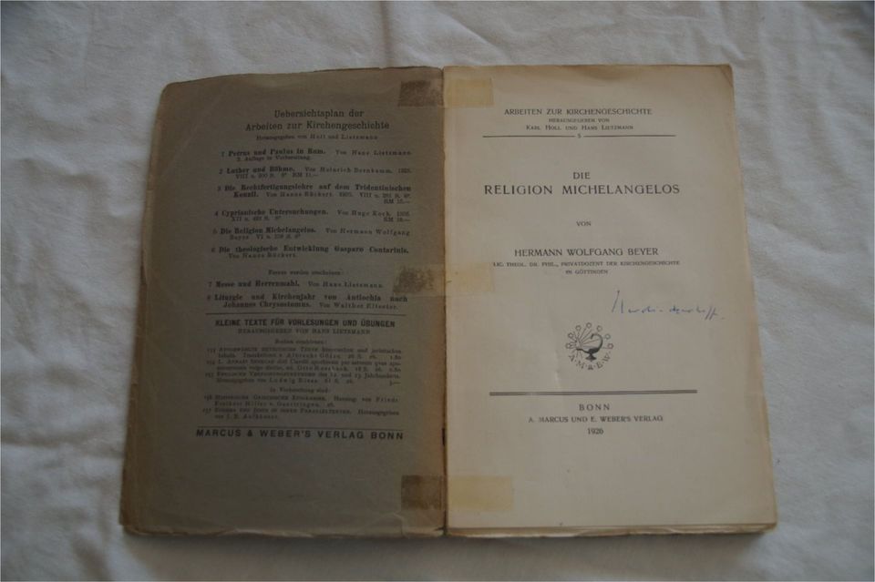 Buch DIE RELIGION MICHELANGELOS v. 1926 in Salzgitter