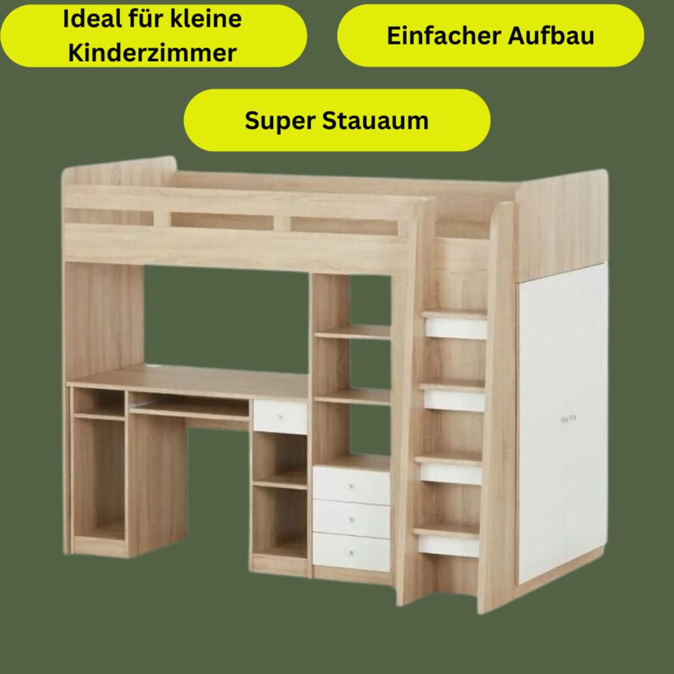 2 x  Hochbett UNIT Jugend-Kinderbett Etagenbett mit Schreibtisch in Dorsten