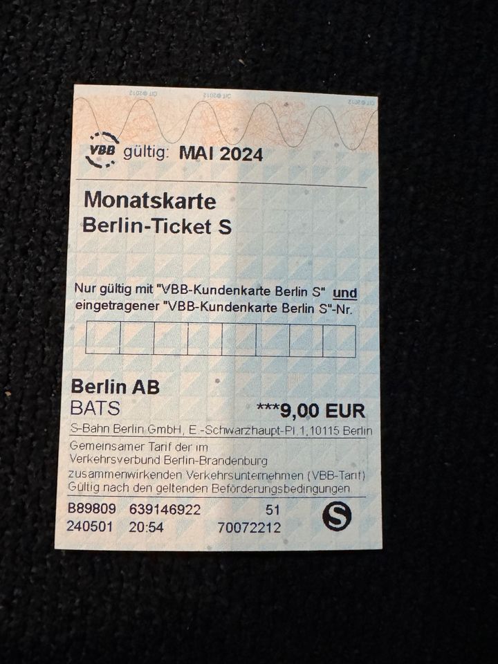 Monatskarte S Mai in Berlin