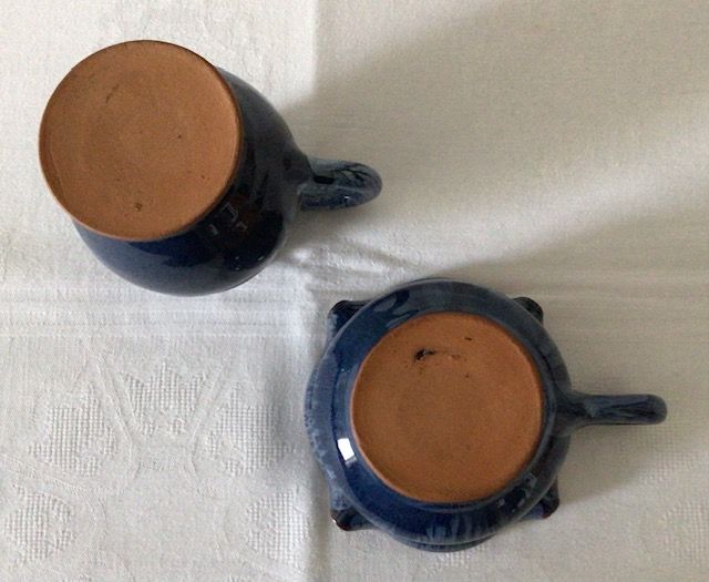 Set aus kleiner Vase und Schale, Keramik, handgefertigt, blau in Leipzig