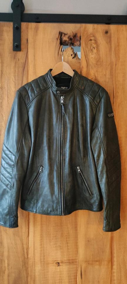 Tigha Lederjacke - Biker Jacket in dunkelgrau - Stonewashed in L in Berlin