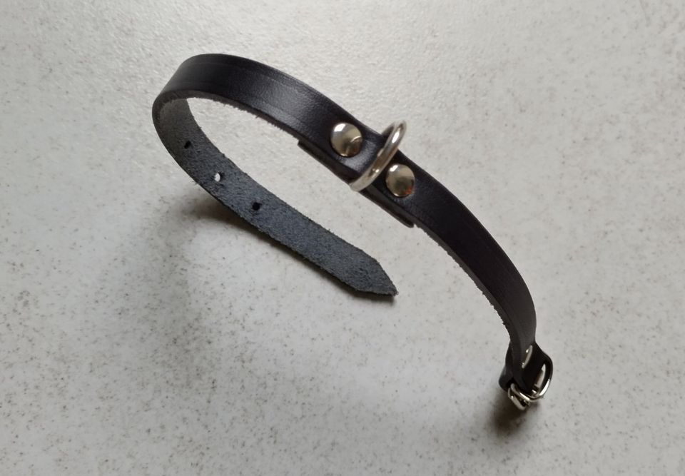 Welpenhalsband, Leder, Umfang bis ca. 20 cm, schwarz, neu in Barwedel