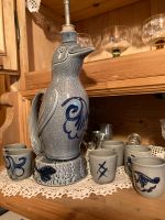 Vintage Set Schnaps Karaffe Steingut blau Drossel Vogel, 6 Becher Rheinland-Pfalz - Fischbach Vorschau