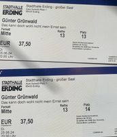 2x Ticket Günther Grünwald 25.06.24 Erding Bayern - Fahrenzhausen Vorschau