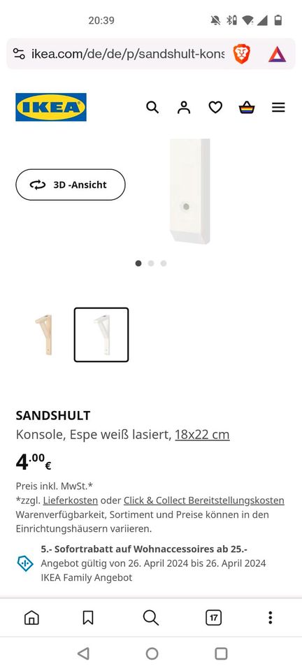 4x Regalhalter "Sandshult" weiß (Ikea) in Wiesbaden