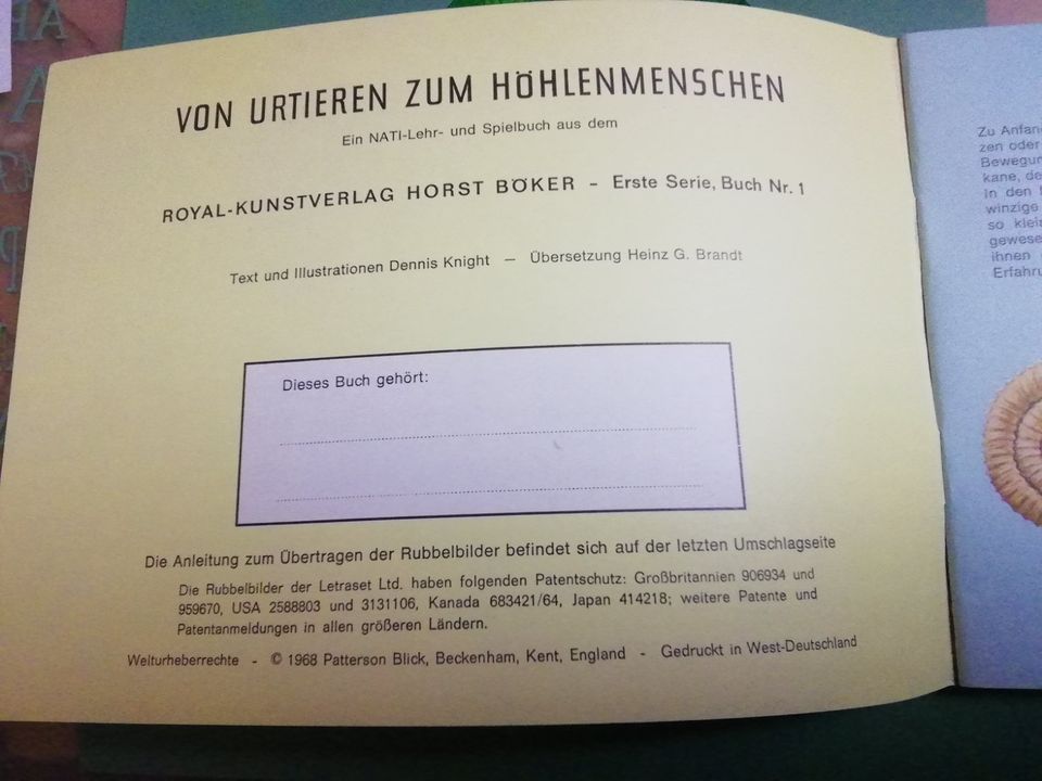 Von Urtieren zum Höhlenmenschen  NATI-Lehr - und Spielbuch 1968 in Oberhausen