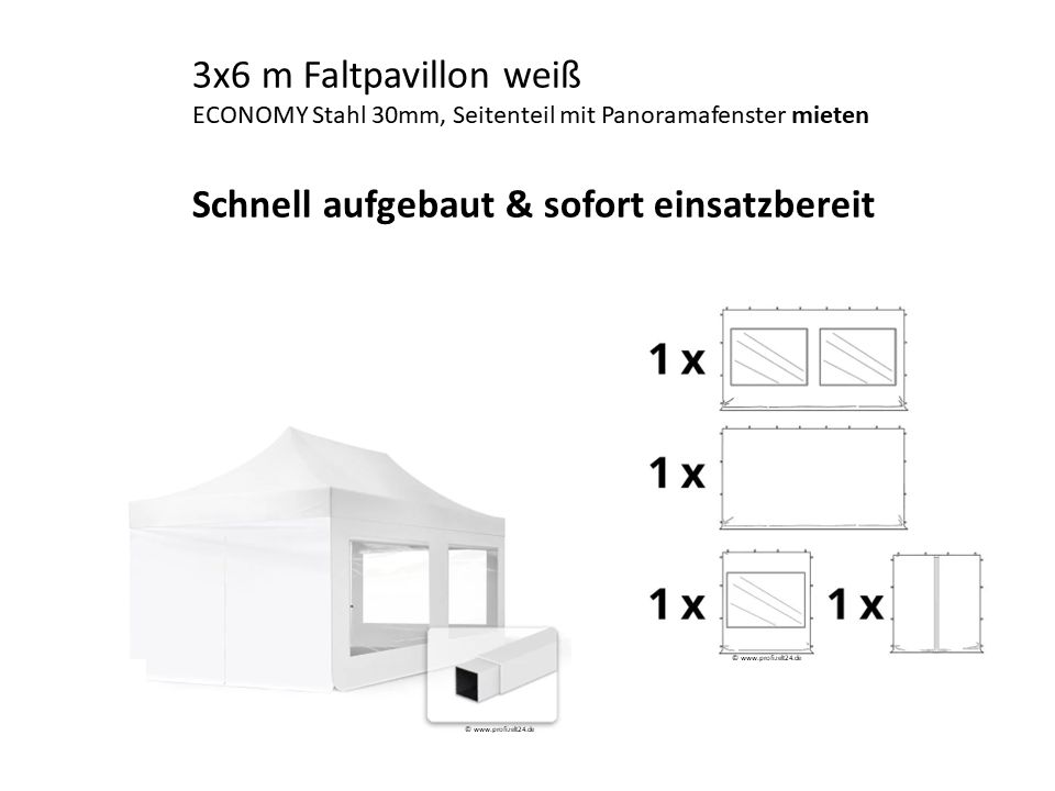 Faltpavillon Zelt weiß 3x6m mieten leihen in Pfinztal