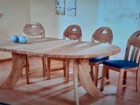 Esstisch, 5x Stuhl mit Kissen in blau, Kiefer , Massivholz Hessen - Otzberg Vorschau