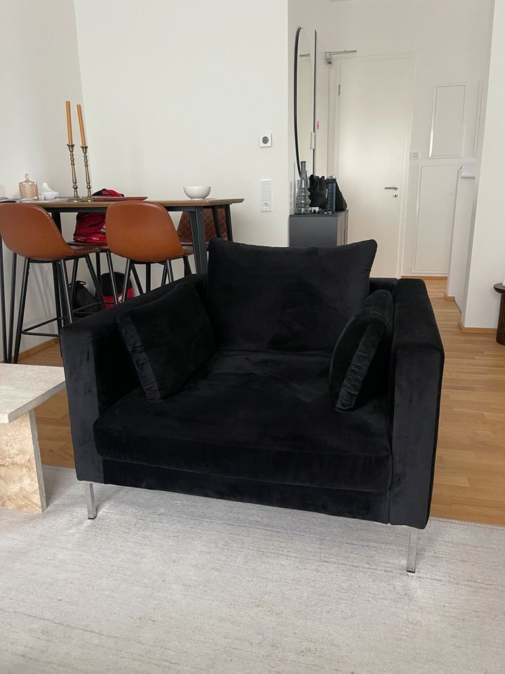 Schwarz Sofa 3 Sitzer und Sessel in Mühlheim am Main