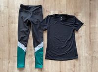 H&M Active Leggings + T-Shirt Gr 134 schwarz grün Niedersachsen - Geestland Vorschau