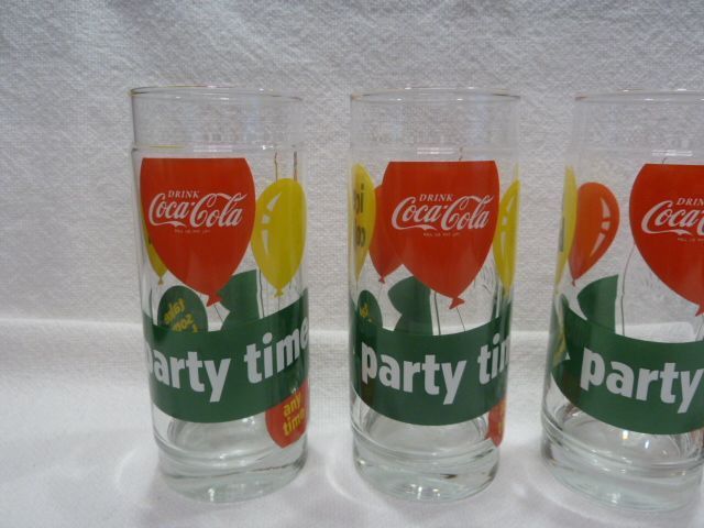 4 Vintage 90er Jahre Coca Cola Glas Party Time 0,3 Liter Sammler in Täferrot