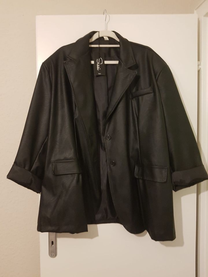 Blazer Jacke schwarz Leder Imitat Übergröße tragb. 48 50 52 54 56 in Düsseldorf