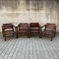 Safari Sessel chair 60er Leder Masssivholz 4 St. München - Maxvorstadt Vorschau